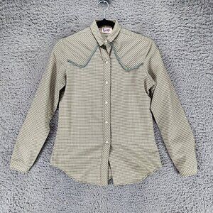 Turtle Bax Shirt Womens 5 Green Long Sleeve Pearl Snap *GUC*